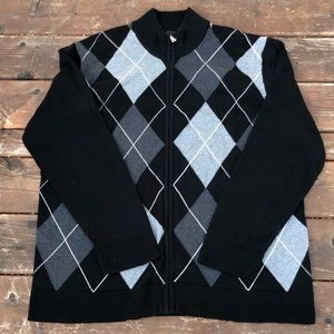 Cotton argyle pattern cardigan